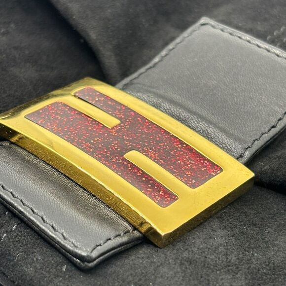 Fendi Vintage Red Glitter Finish Suede Mamma Baguette Vintage Red Glitter - Picture 10 of 16